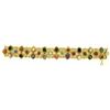 Image 2 : RARE Antique 14K Yellow Gold Multi Gemstone Wide Florentine Slide Charm Bracelet