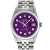 Image 2 : Rolex Mens Stainless Steel Purple Diamond 36MM Datejust Oyster Perpetual Wristwa