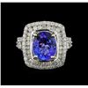 Image 2 : 3.86 ctw Tanzanite and Diamond Ring - 14KT White Gold