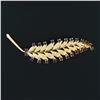 Image 2 : Vintage 14K Yellow Gold Long Textured 1.68 ctw Red Garnet Feather Leaf Brooch Pi