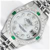 Image 1 : Rolex Ladies Stainless Steel Mother Of Pearl Diamond Emerald 26MM Datejust Wrist