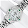Image 2 : Rolex Ladies Stainless Steel Mother Of Pearl Diamond Emerald 26MM Datejust Wrist
