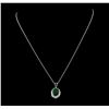 Image 1 : 4.35 ctw Emerald and Diamond Pendant With Chain - 14KT White Gold