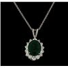 Image 2 : 4.35 ctw Emerald and Diamond Pendant With Chain - 14KT White Gold