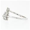 Image 7 : Modern 14K White Gold .84 ctw GIA Heart & Round Cut Diamond Moi et Toi Bypass Ri