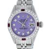 Image 1 : Rolex Ladies Stainless Steel Purple Stamp Diamond & Ruby Datejust Wristwatch