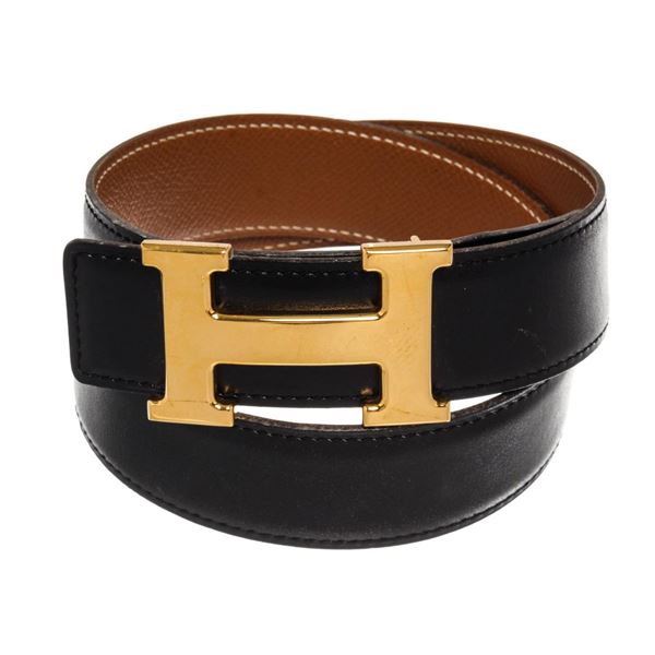 Hermes Constance H Belt Black Leather 65