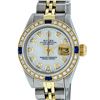 Image 1 : Rolex Ladies 2T 26 MOP Diamond & Sapphire Oyster Perpetual Datejust Serviced