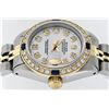Image 4 : Rolex Ladies 2T 26 MOP Diamond & Sapphire Oyster Perpetual Datejust Serviced