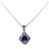 Image 1 : 3.47 ctw Tanzanite and Diamond Pendant With Chain - 18KT White Gold