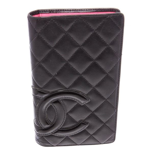Chanel Black Leather Ligne Cambon Yen Wallet
