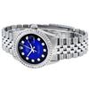 Image 7 : Rolex Mens Stainless Steel Blue Vignette Princess Cut Diamond Datejust Wristwatc