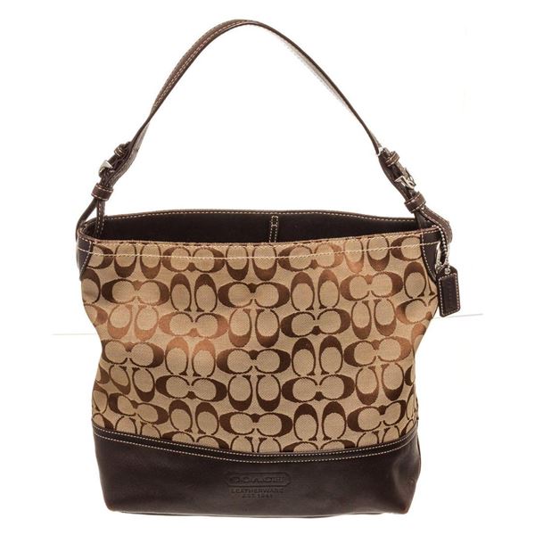 Coach Brown Canvas Leather Shoulder Bag