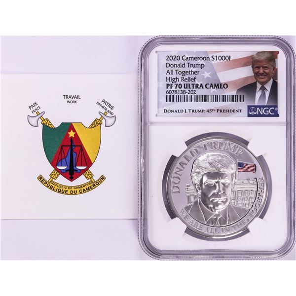 2020 Cameroon S1000F Donald Trump All Together High Relief PF 70 Ultra Cameo 1oz