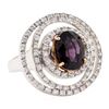 Image 1 : 4.92 ctw Oval Mixed Lavender Spinel And Round Brilliant Cut Diamond Ring - 18KT