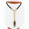 Image 1 : 14k Gold Diamond & Marquise Smoky Topaz Pendant Adjustable Black Cord Necklace