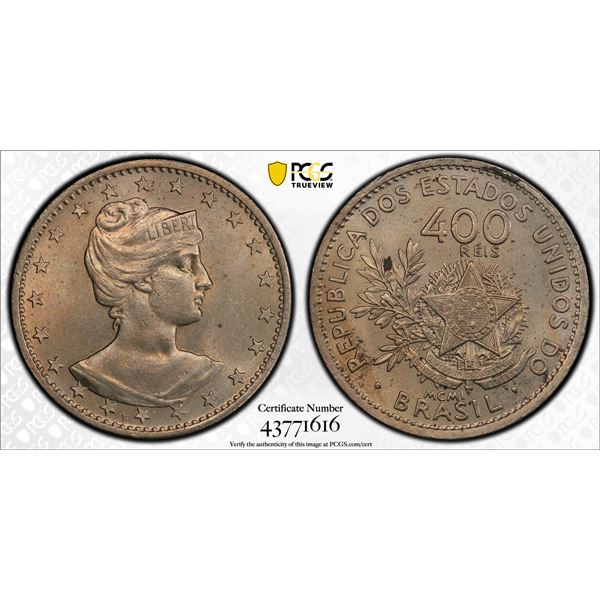 BRAZIL: 400 reis, 1901, PCGS MS64