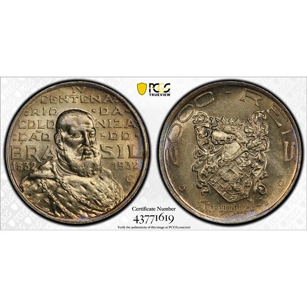 BRAZIL: AR 2000 reis, 1932, PCGS MS63