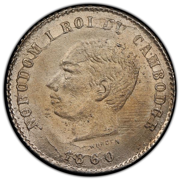 CAMBODIA: AR 50 centimes, 1860, PCGS MS65