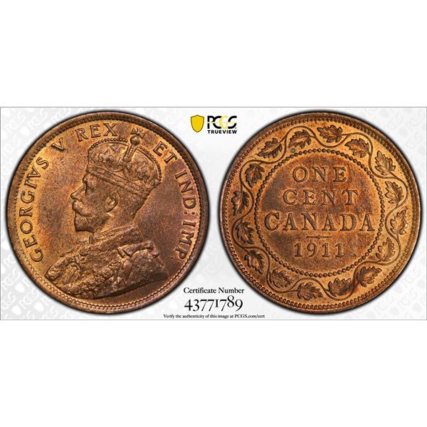 CANADA: AE cent, 1911, PCGS MS64 RB