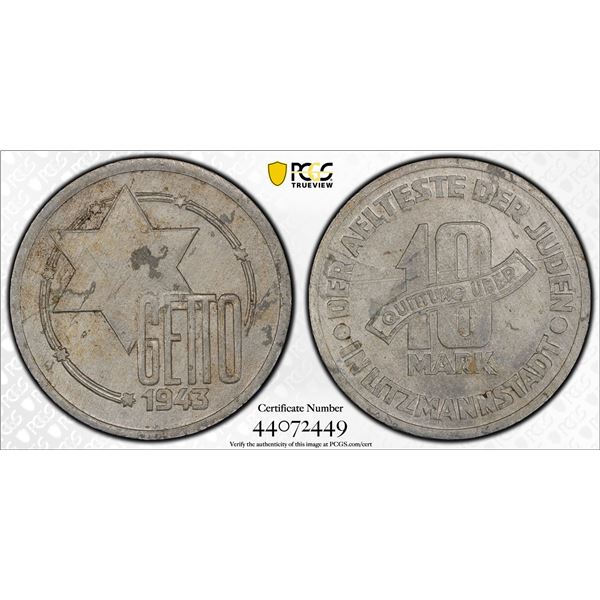 GERMANY: Litzmannstadt, 10 mark, 1943, PCGS UNC Details
