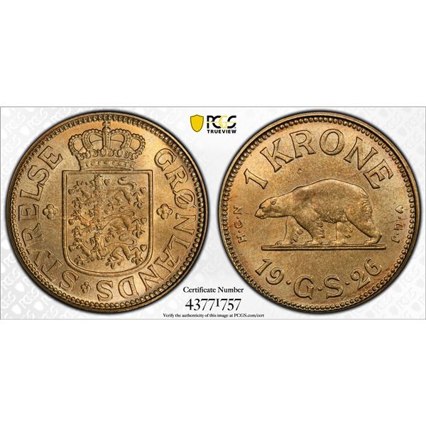 GREENLAND: 50 øre, 1926, PCGS MS65