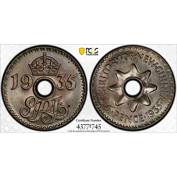 NEW GUINEA: 6 pence, 1935, PCGS MS65
