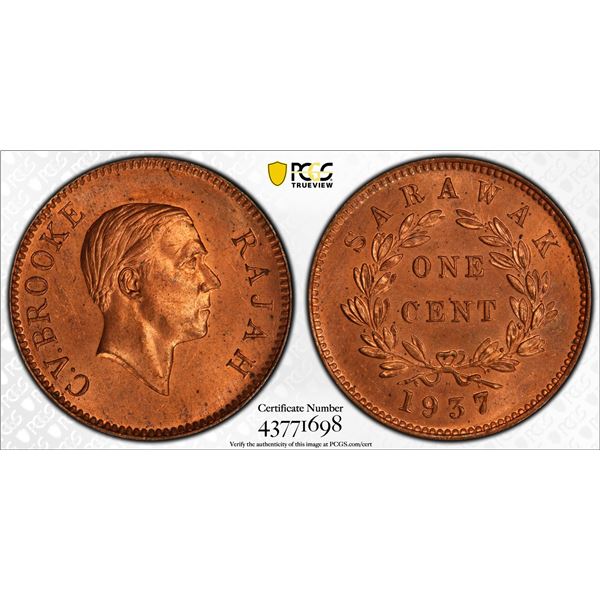 SARAWAK: AE cent, 1937, PCGS UNC Details