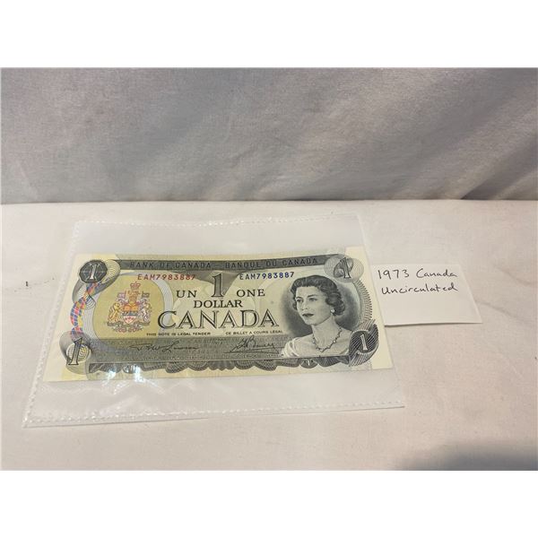 1973 Canada uncirculated $1 bill