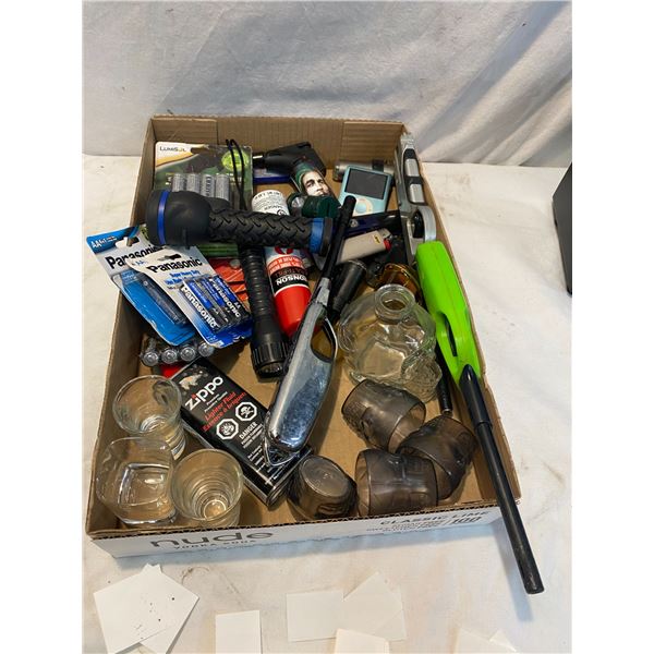 Assorted lighters, batteries