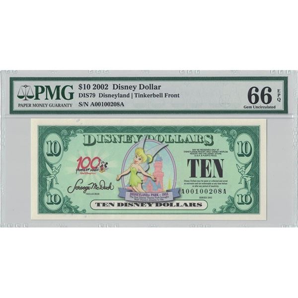 2002 $10 Tinkerbell Disney Dollar PMG 66EPQ