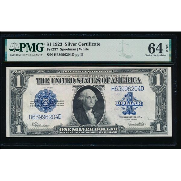 1923 $1 Silver Certificate PMG 64EPQ