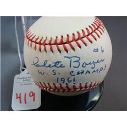 Signed Baseball CLETE BOYER in Plastic