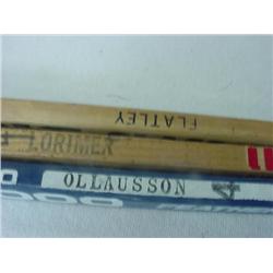 FLATLEY, LORIMER & OLLAUSSON Game Used Hockey Sticks:
