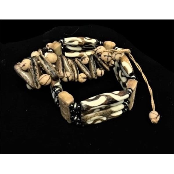 Two Beaded Bracelets - Neutral Tones