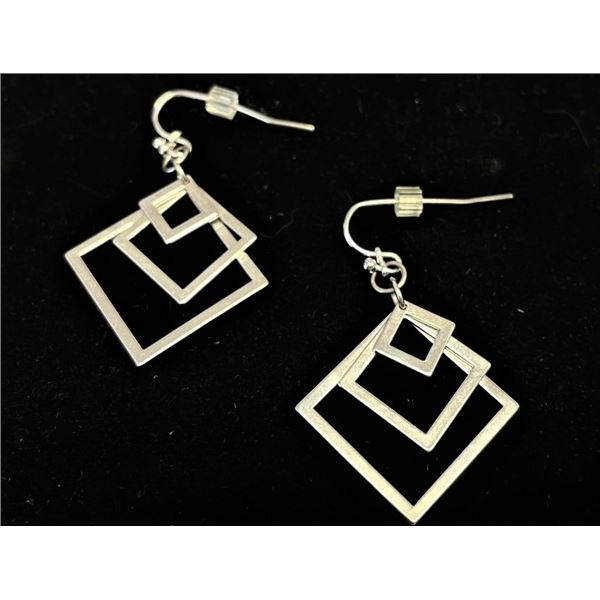 Lia Sophia Rhodium Square Dangle Earrings