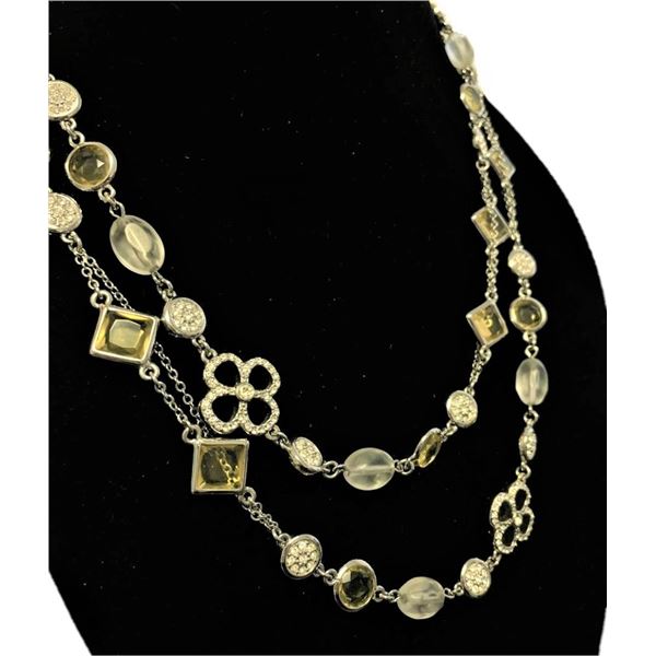 Lia Sophia Rhodium Necklace - Yellow Accents