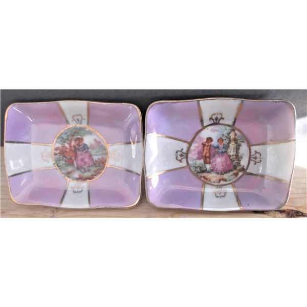 Two Tea Bag Plates - ESD Hand Painted in Japan