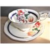 Image 1 : HM The Queen & HM Queen Mary Paragon Tea Cup and Saucer - Blue With Gold Trim