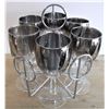 Image 2 : Set of Six Smoky Black Reflective Port Glasses with Tray