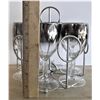 Image 4 : Set of Six Smoky Black Reflective Port Glasses with Tray