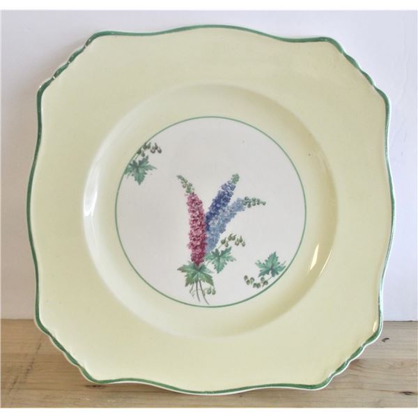 Three Royal Denby Stafford England Square Plates- Pink Purple Foxglove, 1930s