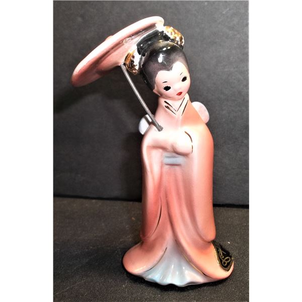 Vintage Josef Originals Japanese Geisha Girl Pink Kimono Parasol Japan Figurine