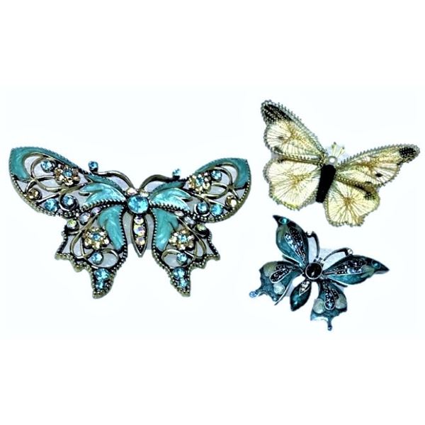 THREE Butterfly Brooches