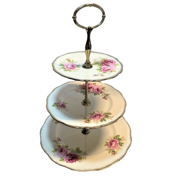 THREE Tier Cake Plate American Beauty by Royal Albert