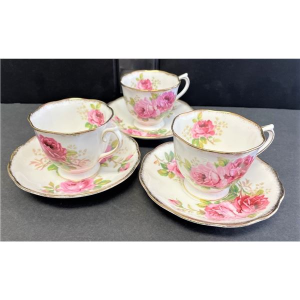 American Beauty by Royal Albert , Three Tea Cups and Saucers