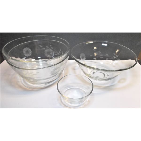 Four Cornflower Crystal Bowls - Three Different Sizes