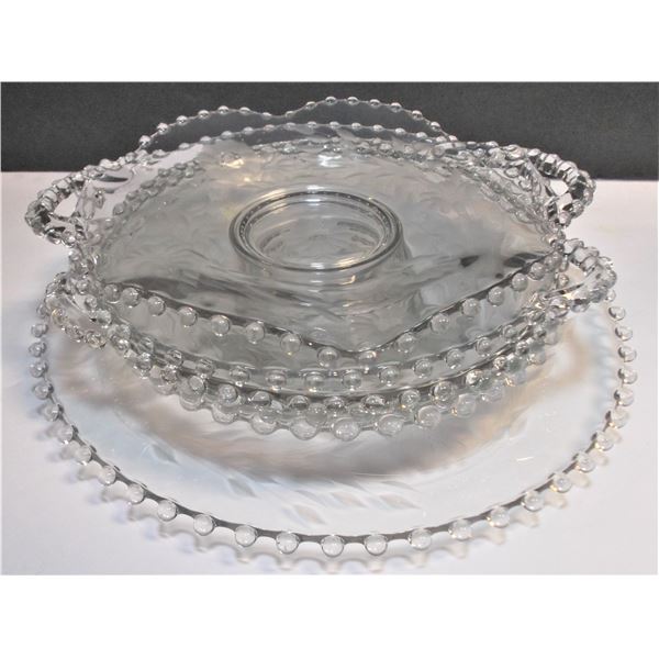 SIX Candlewick Cornflower Crystal Platters