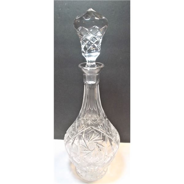 Lead Crystal Decanter with Stopper - 15" Tall