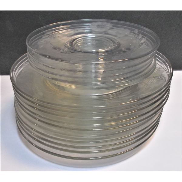 16 Cornflower Crystal Plates - Two Sizes, Four Different Plates